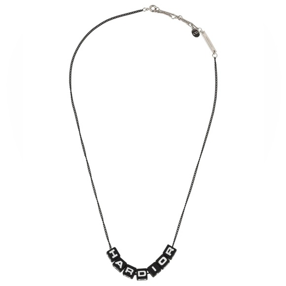 AUTH Christian Dior HARDiOR Logo Spellout Letter Cube Dice Charm Chain Necklace - Picture 1 of 11